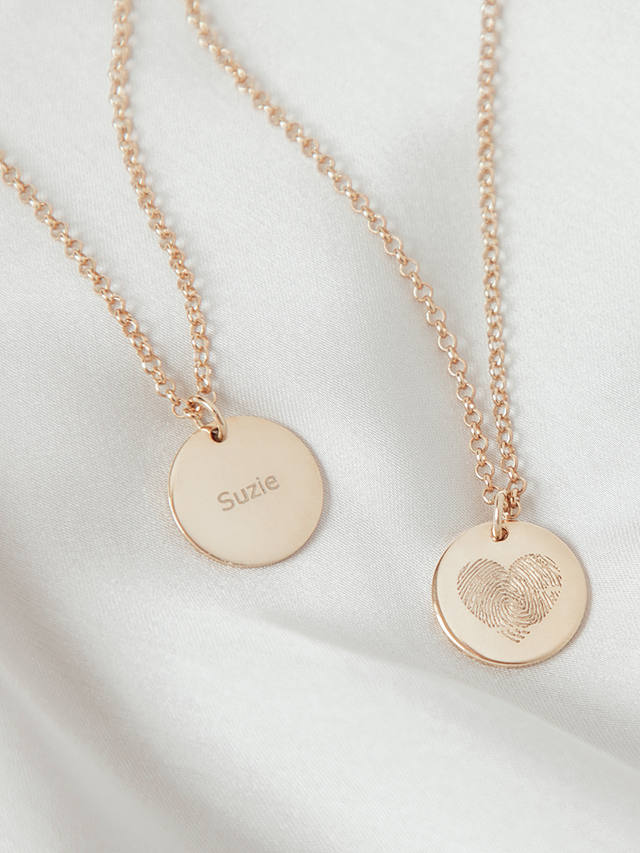Under the Rose Personalised Fingerprint Heart Pendant Necklace, Gold 
