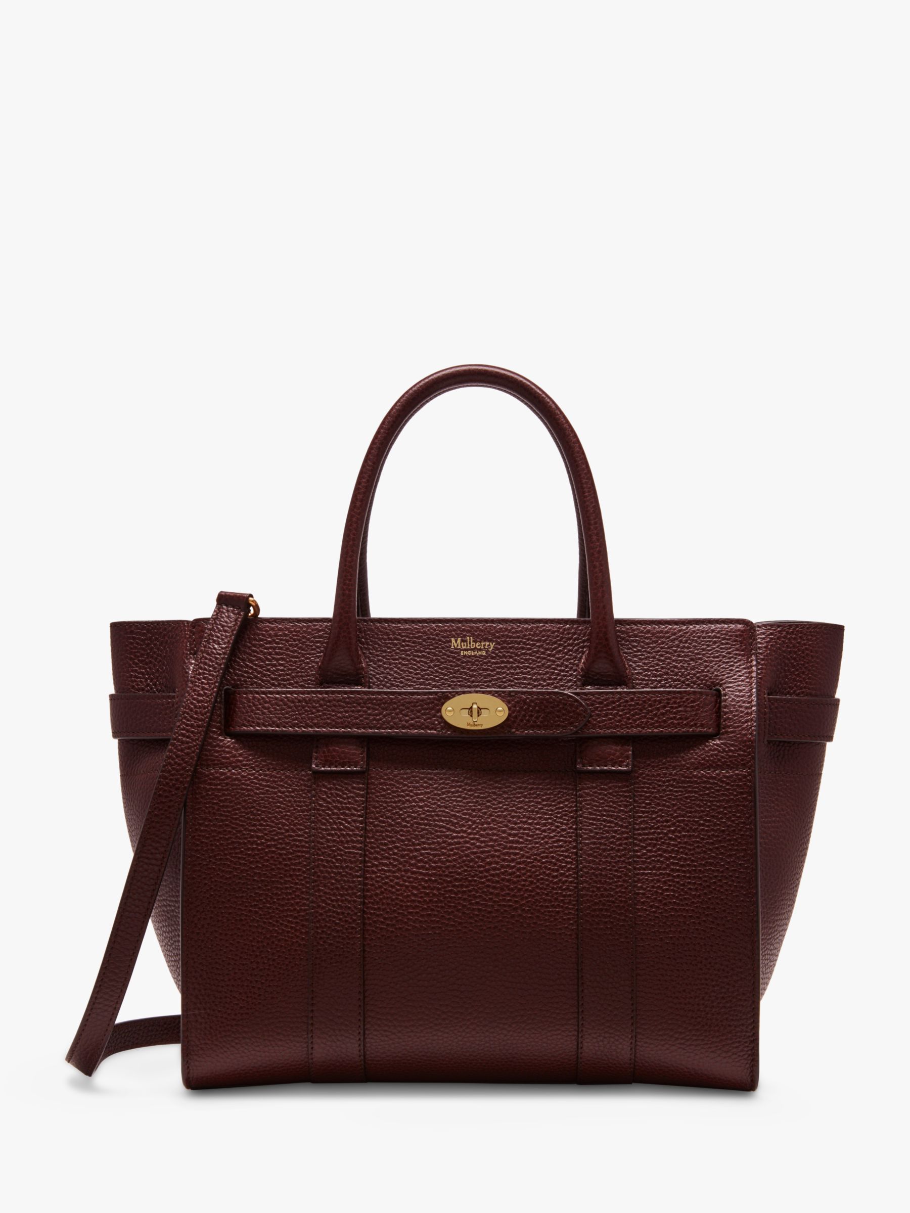 Mulberry Small Bayswater Zipped Classic Grain Leather Tote Bag, Oxblood at  John Lewis & Partners