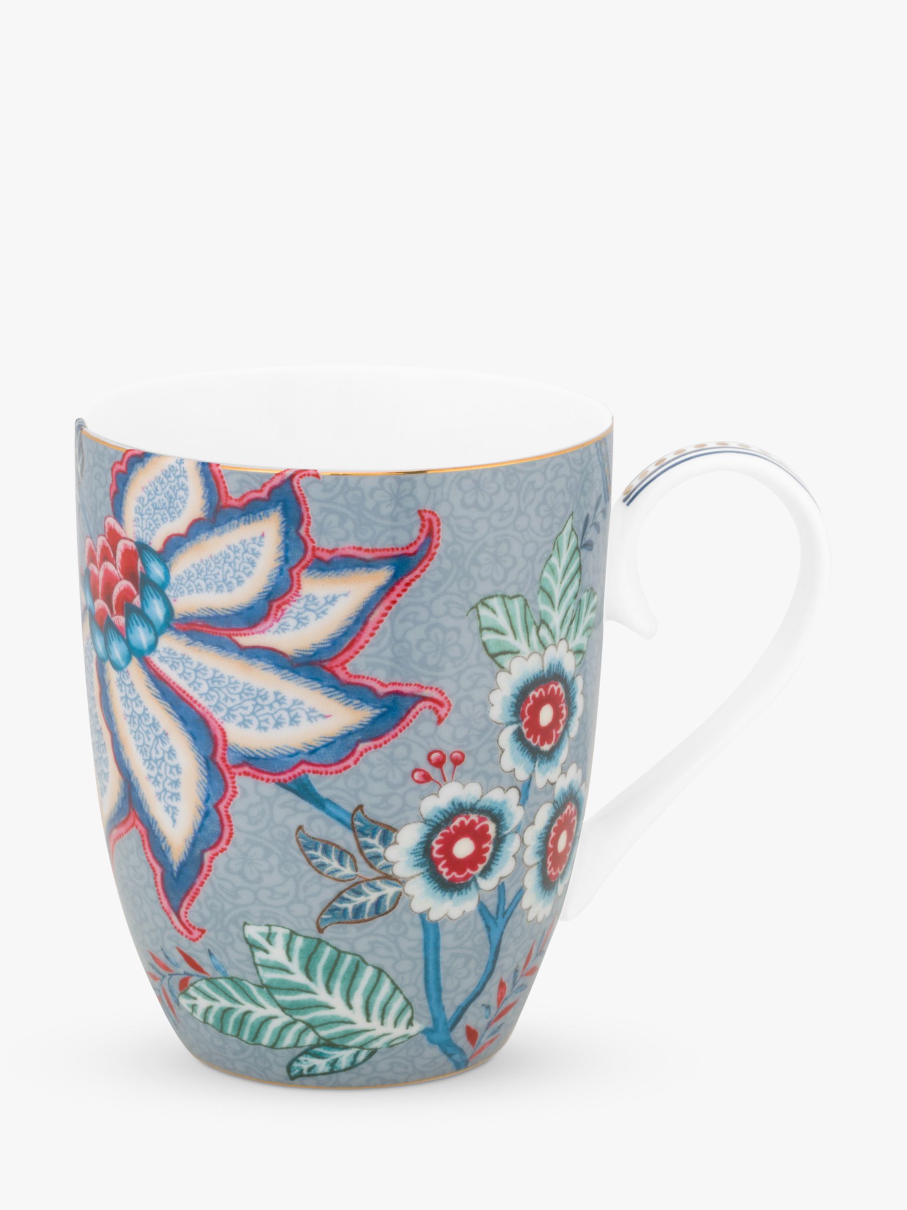 Pip Studio Flower Festival Porcelain Mug, 350ml, Blue