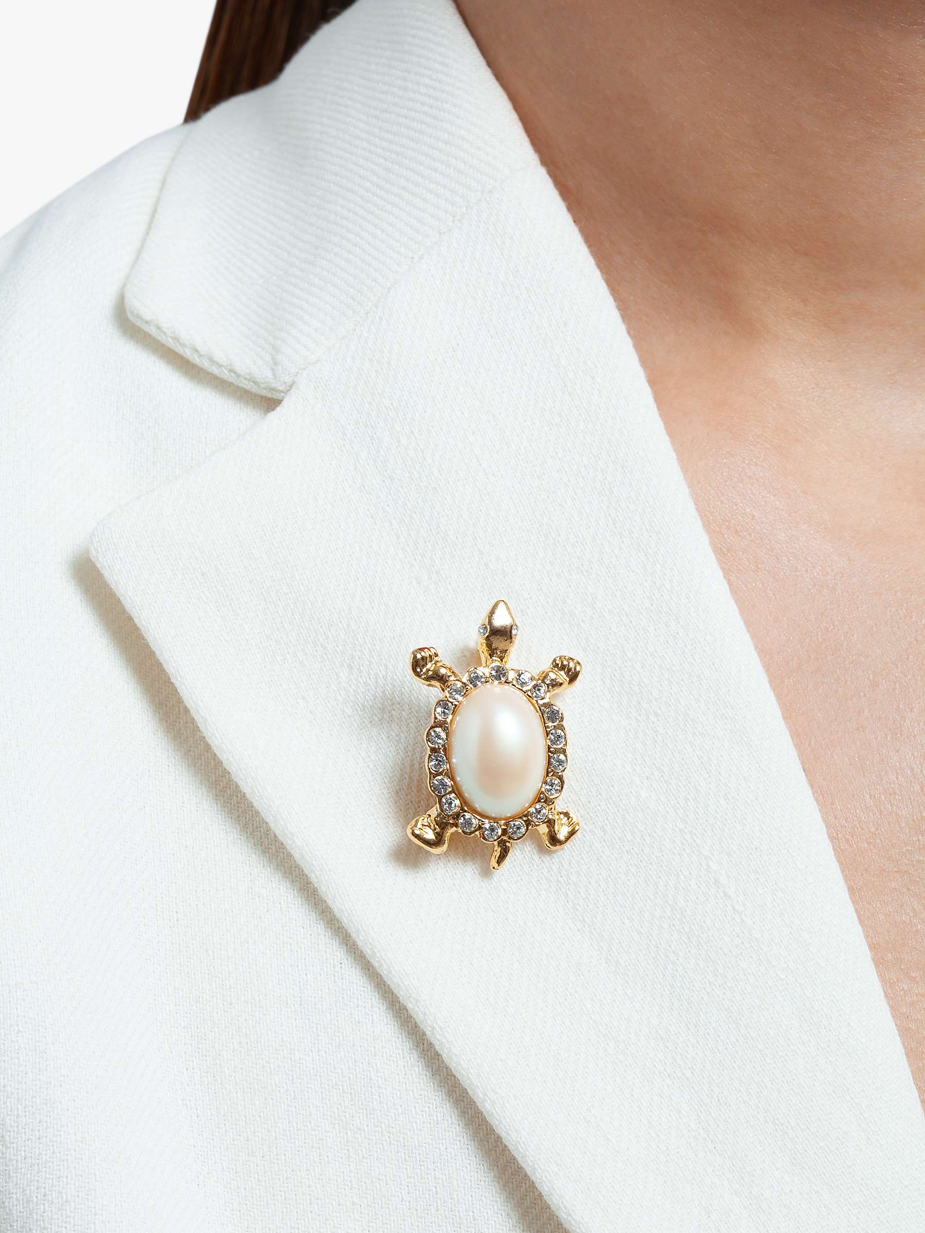 Buy Susan Caplan Vintage Rediscovered Collection Gold Plated Swarovski Crystal & Faux Pearl Turtle Brooch, Dated Circa 1980s Online at johnlewis.com