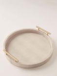 Truly Faux Shagreen Round Tray, Ivory