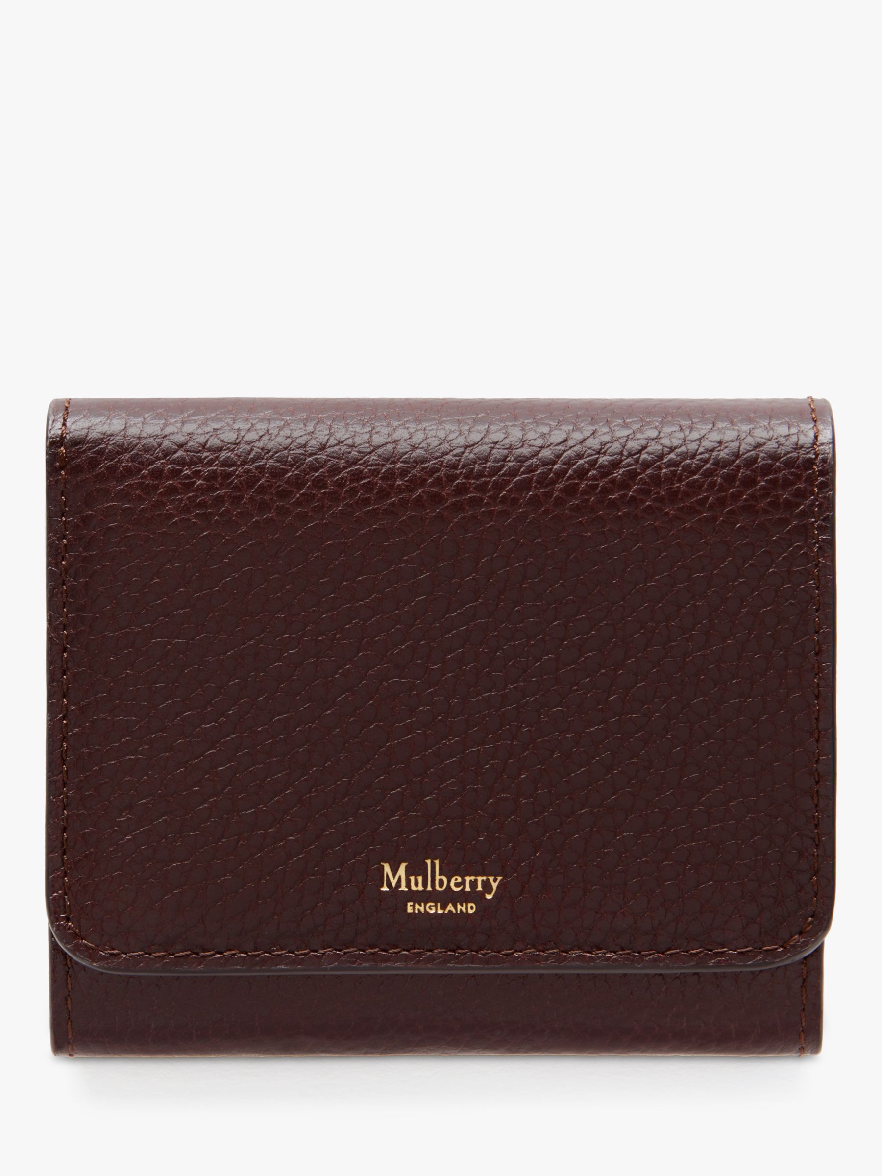 Mulberry Continental Small Classic Grain Leather Medium French Purse,  Oxblood at John Lewis & Partners