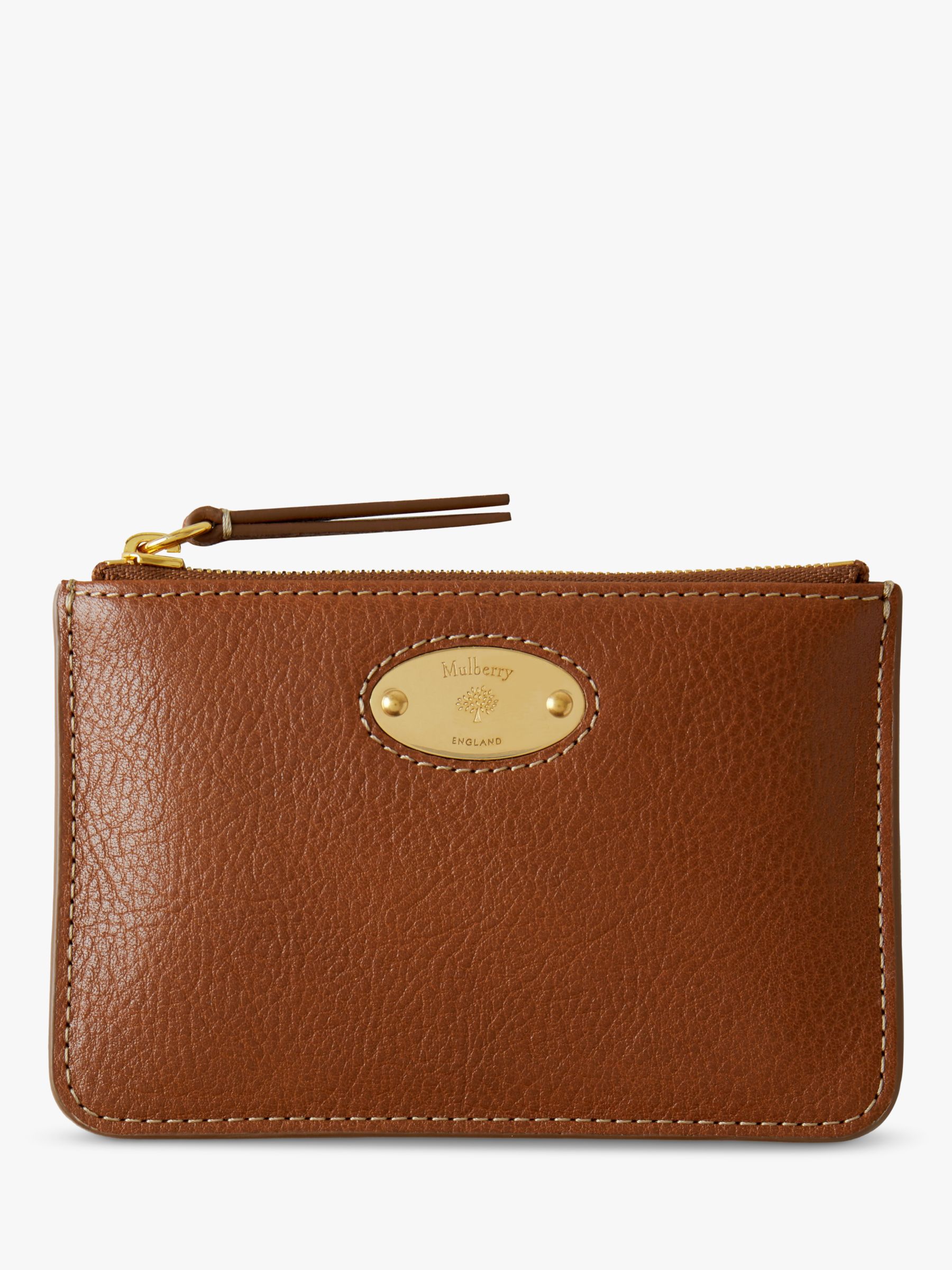 Buy Mulberry Plaque Legacy Natural Vegetable Tan Leather Zip Top Coin Pouch, Oak Online at johnlewis.com