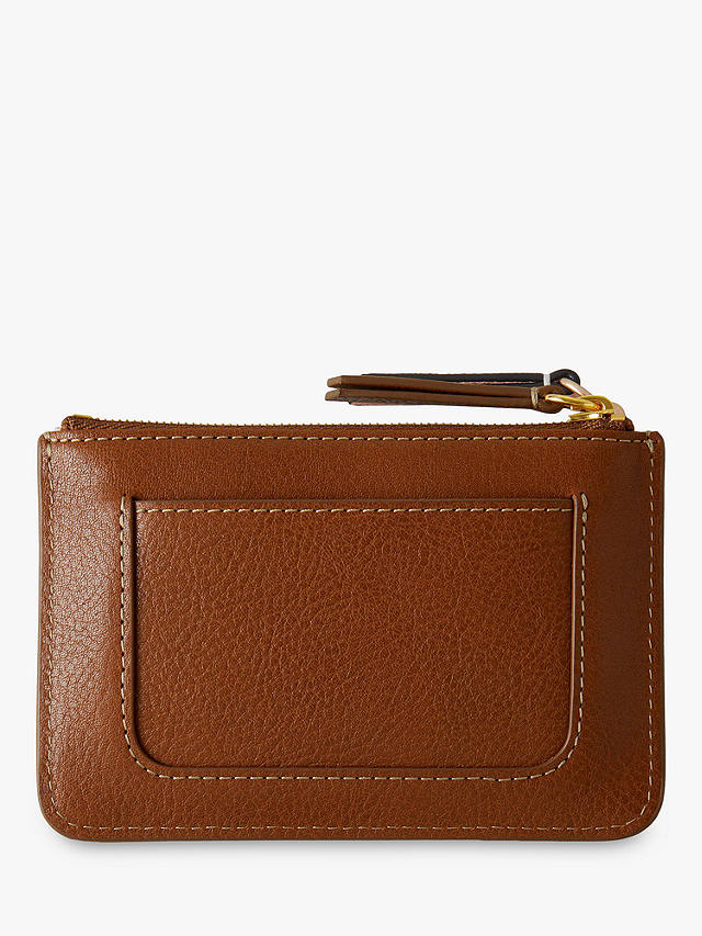 Mulberry Plaque Legacy Natural Vegetable Tan Leather Zip Top Coin Pouch, Oak