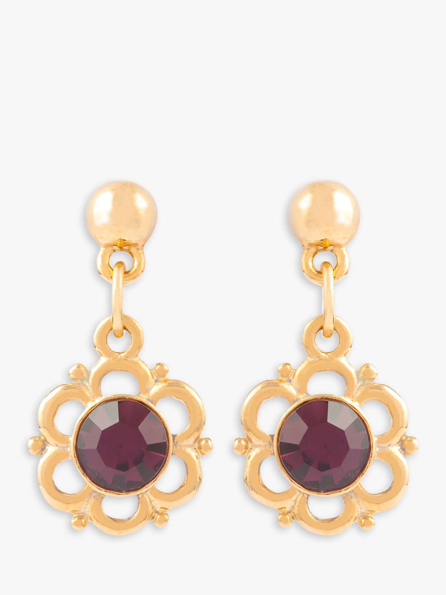 Buy Susan Caplan Vintage Rediscovered Collection Floral Scroll Gold Plated Swarovski Crystal Drop Earrings, Dated Circa 1980s Online at johnlewis.com