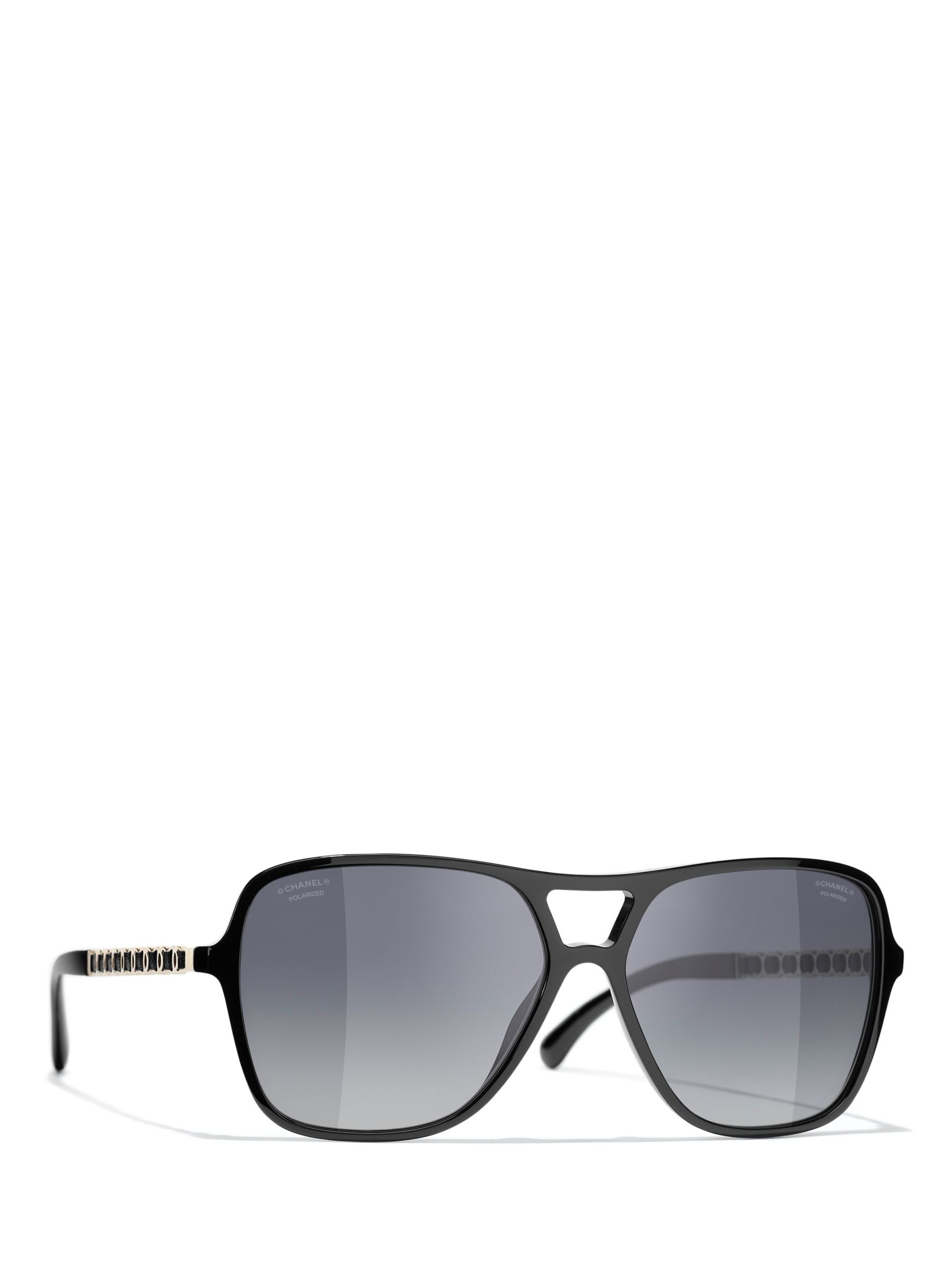 CHANEL Square Sunglasses CH5439Q Black/Grey Gradient at John Lewis &  Partners
