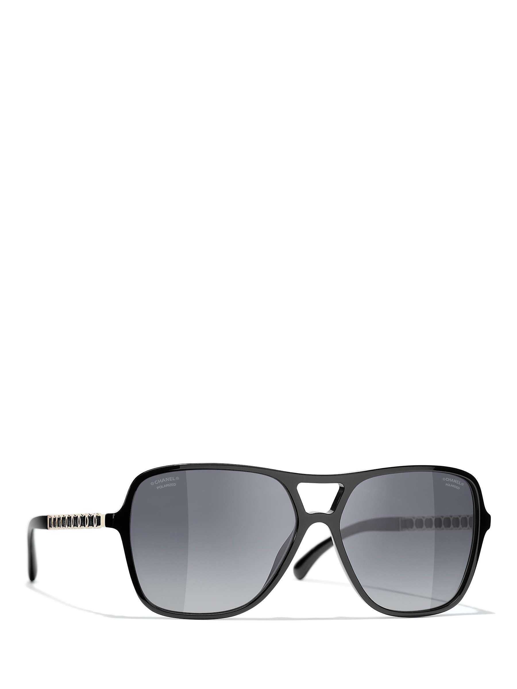 Buy CHANEL Square Sunglasses CH5439Q Black/Grey Gradient Online at johnlewis.com