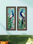 Julia Purinton - Peacocks Framed Prints, Set of 2, 67 x 27cm, Blue/Multi