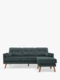 G Plan Vintage The Sixty Five RHF Large 3 Seater Chaise End Leather Sofa, Cambridge Petrol Blue