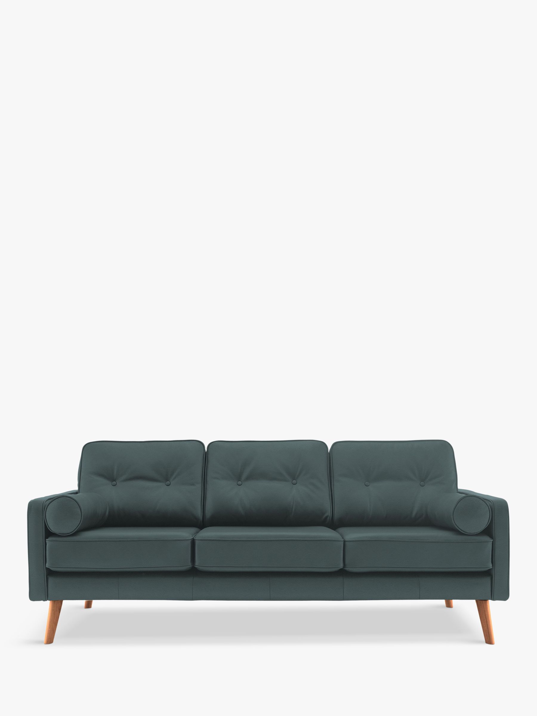 The Sixty Five Range, G Plan Vintage The Sixty Five Large 3 Seater Leather Sofa, Cambridge Petrol Blue