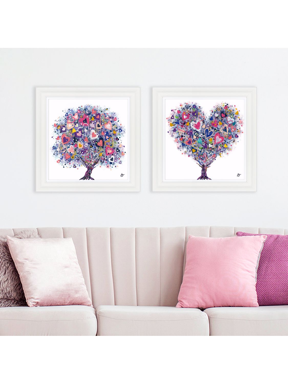 Sara Otter - 'Heart Tree' Framed Prints, Set of 2, 61 x 61cm, Purple/Multi