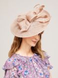 John Lewis & Partners Joanie Small Disc Feather Mesh Fascinator, Neutral