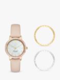 kate spade new york Morningside Changeable Top Ring Leather Strap Watch, Pink/Multi  KSW1520B