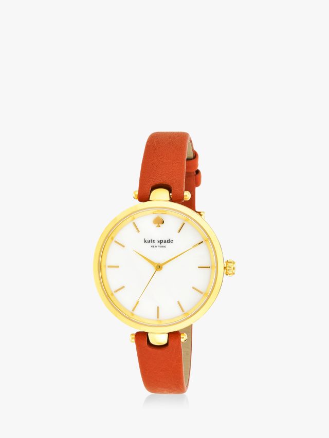 kate spade new york Holland Leather Strap Watch, Brown/White KSW1156