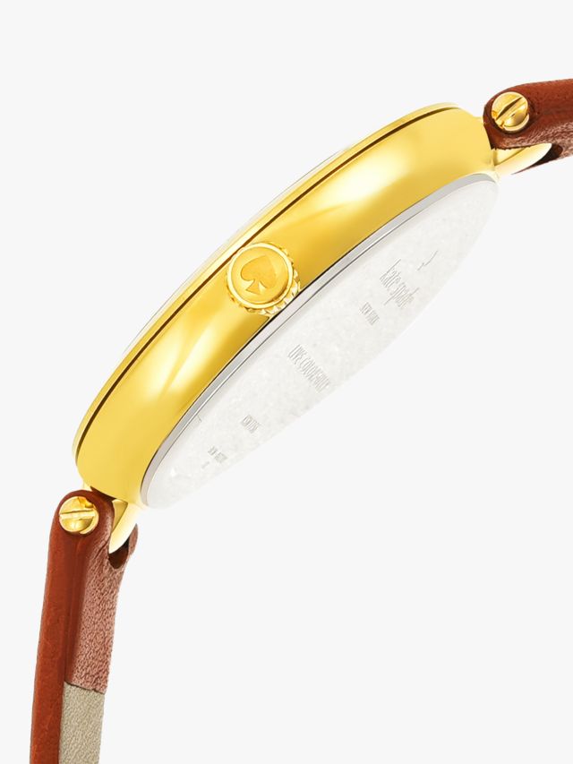 kate spade new york Holland Leather Strap Watch, Brown/White KSW1156