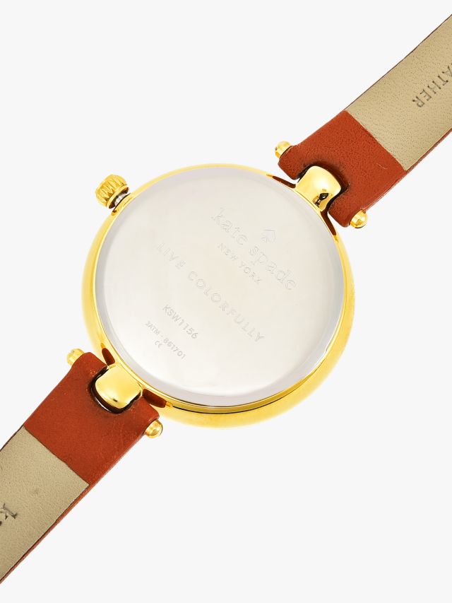 kate spade new york Holland Leather Strap Watch, Brown/White KSW1156