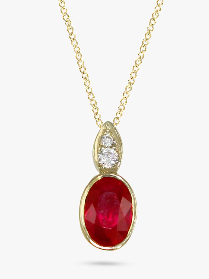 Buy E.W Adams 18ct Yellow Gold Ruby & Diamond Pendant Necklace, Gold/Red Online at johnlewis.com