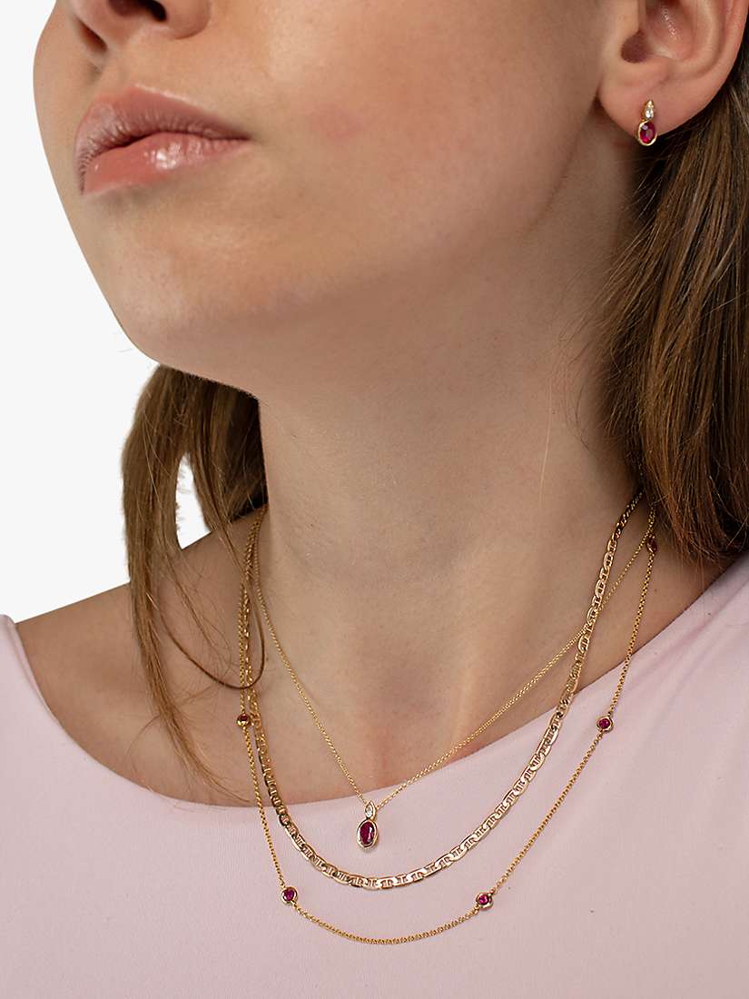 Buy E.W Adams 18ct Yellow Gold Ruby & Diamond Pendant Necklace, Gold/Red Online at johnlewis.com