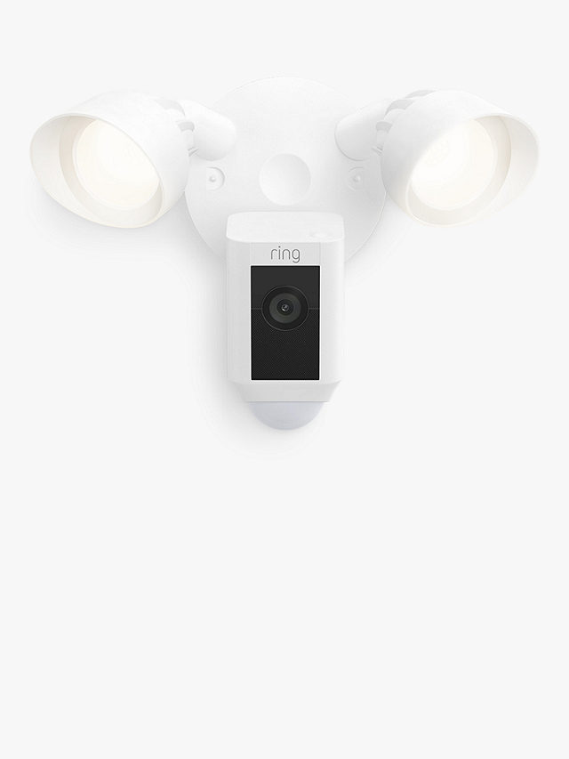 Ring Floodlight Cam Wired Plus Smart Security Camera with Built-in Wi-Fi & Siren Alarm, White