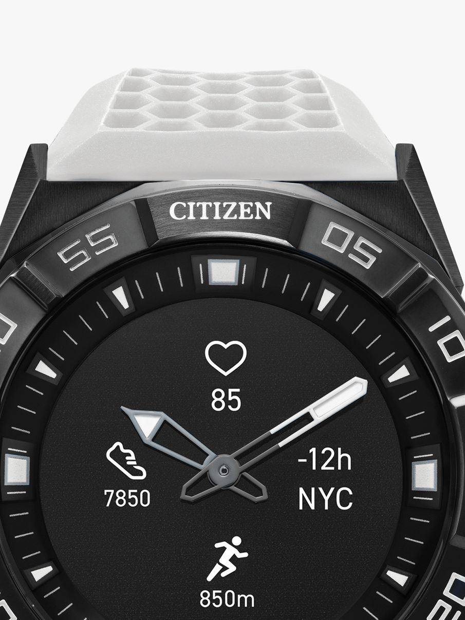 Citizen Mens CZ Smart Hybrid Black Dial White Silicone Strap Watch