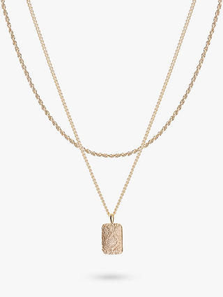 Tutti & Co Rowan Textured Rectangular Pendant Layered Necklace, Gold