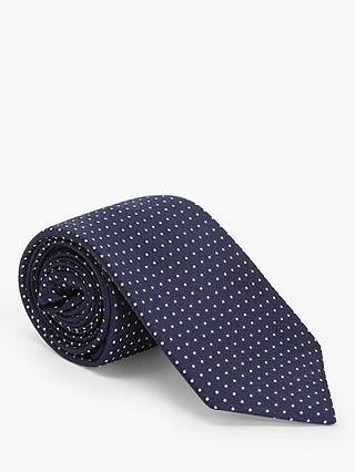 John Lewis Mini Dot Silk Tie, Navy