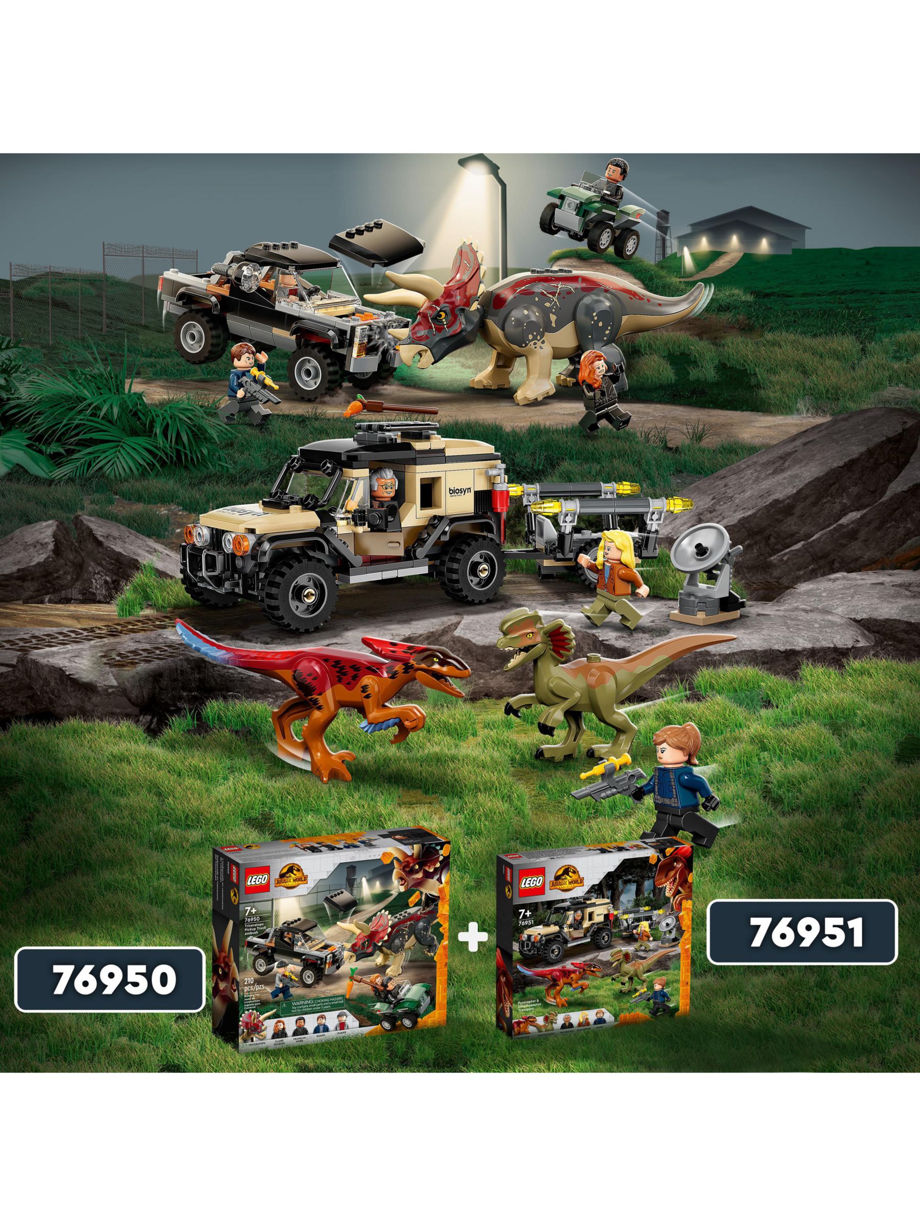 76951 - LEGO® Jurassic World - Le transport du Pyroraptor et du  Dilophosaurus