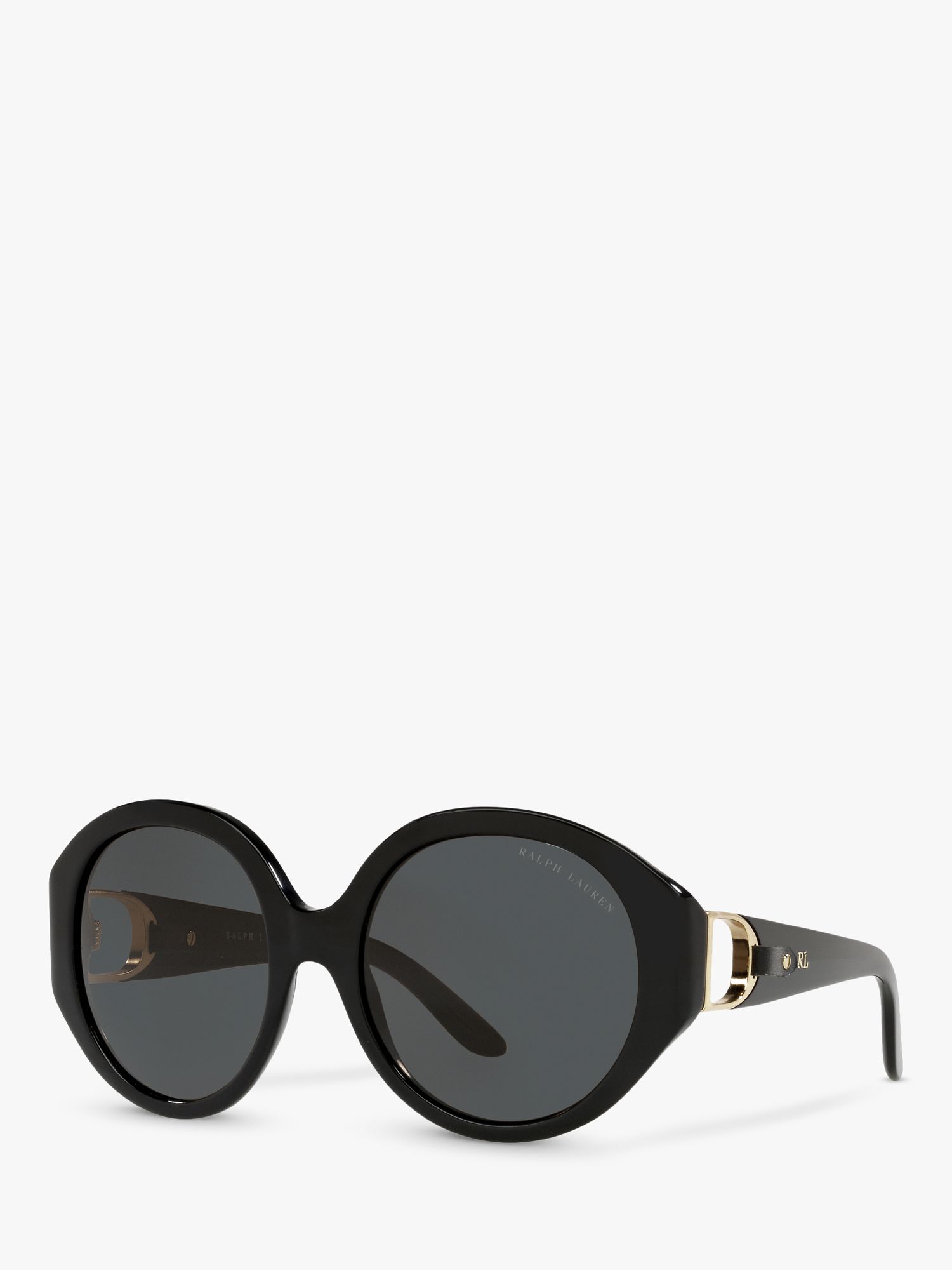 Ralph Lauren RL8188Q Women's Round Sunglasses, Black/Grey at John Lewis ...