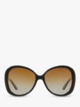 Ralph Lauren RL8166 Women's Butterfly Polarised Sunglasses, Black/Brown Gradient
