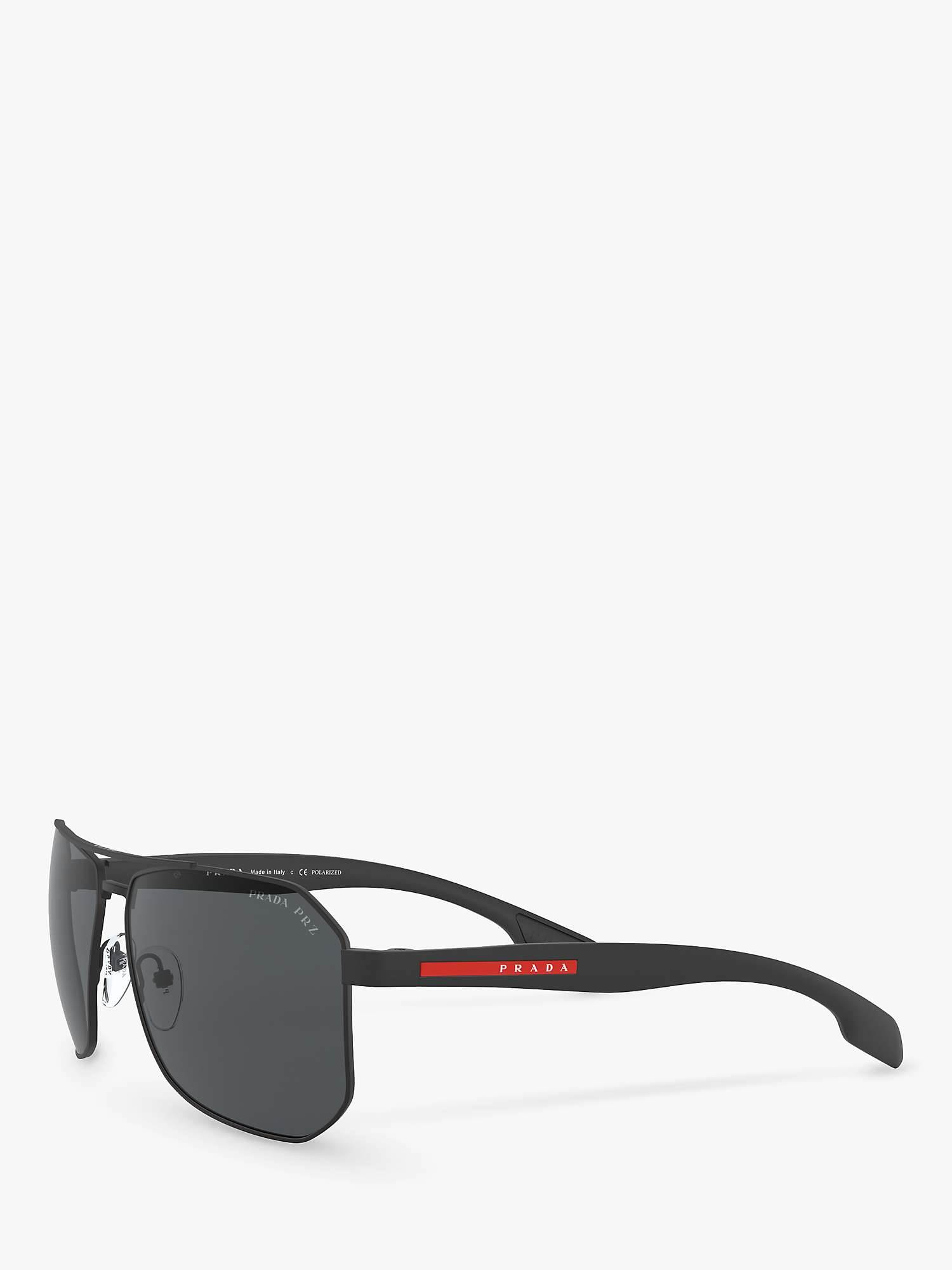 Buy Prada Linea Rossa PS 51VS Men's Polarised Rectangular Sunglasses, Black/Grey Online at johnlewis.com