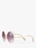 Miu Miu MU 51TS Women's Irregular Sunglasses, Gold/Mirror Purple