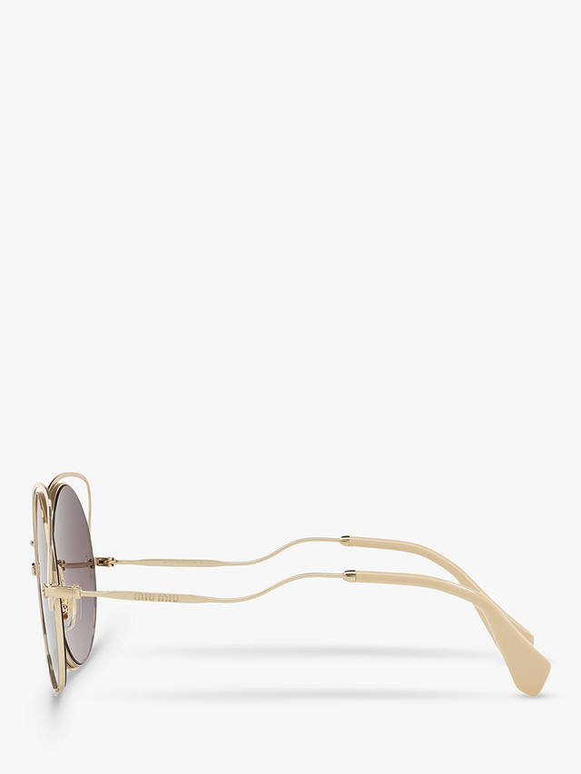 Miu Miu MU 51TS Women's Irregular Sunglasses, Gold/Mirror Purple