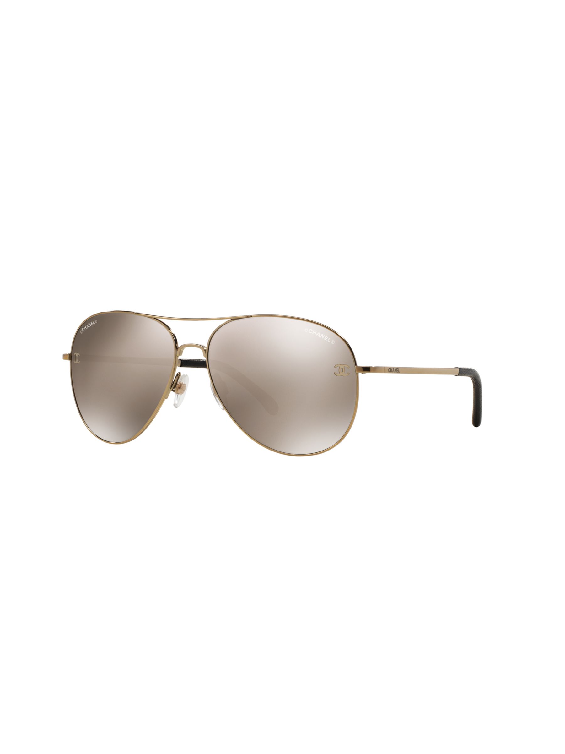 Chanel CH4189TQ Women's Mirrored Sunglasses, Pale Gold at John Lewis ...