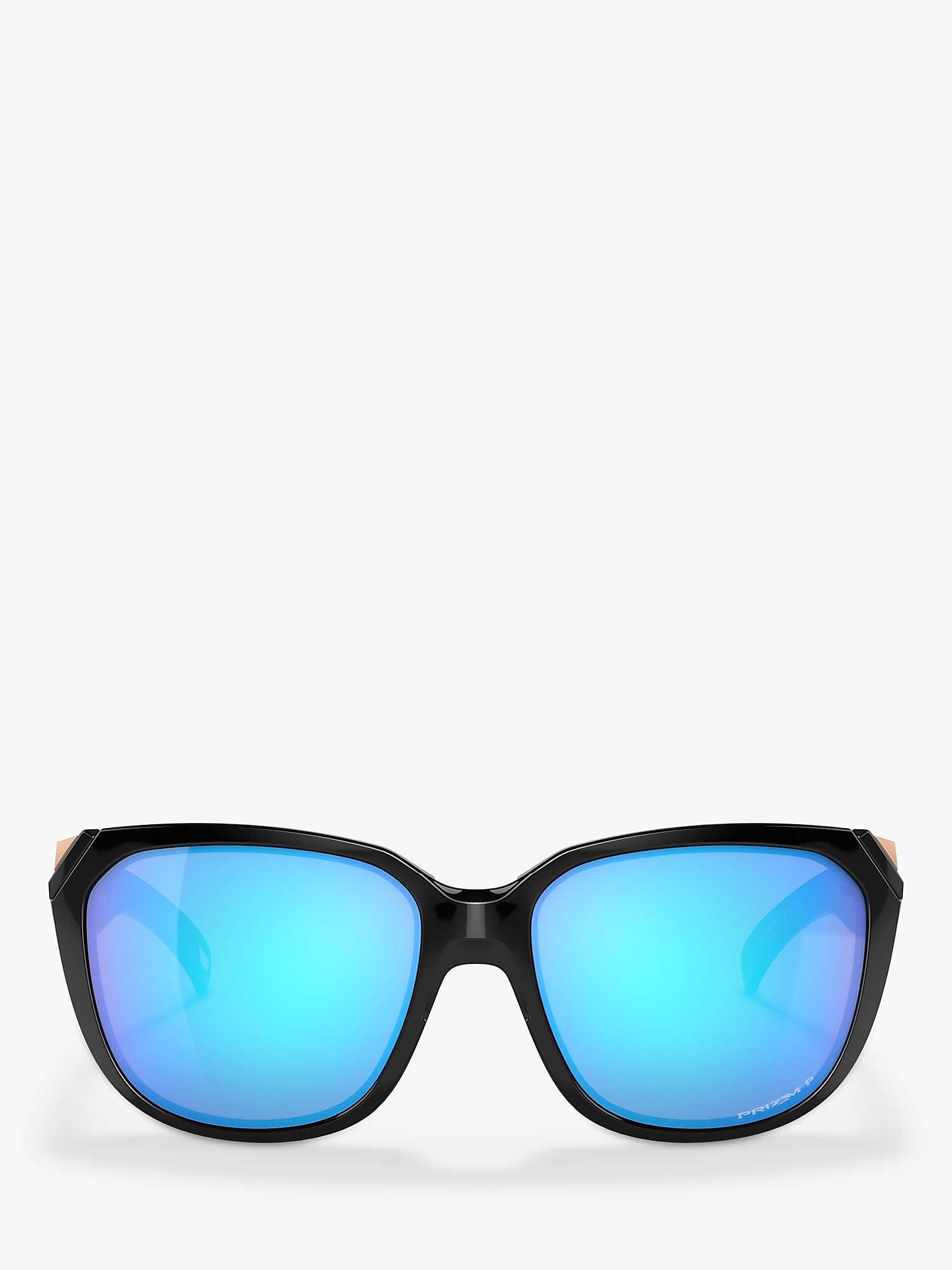 Buy Oakley OO9432 Women's Rev Up Square Polarised Sunglasses, Polished Black/Blue Online at johnlewis.com