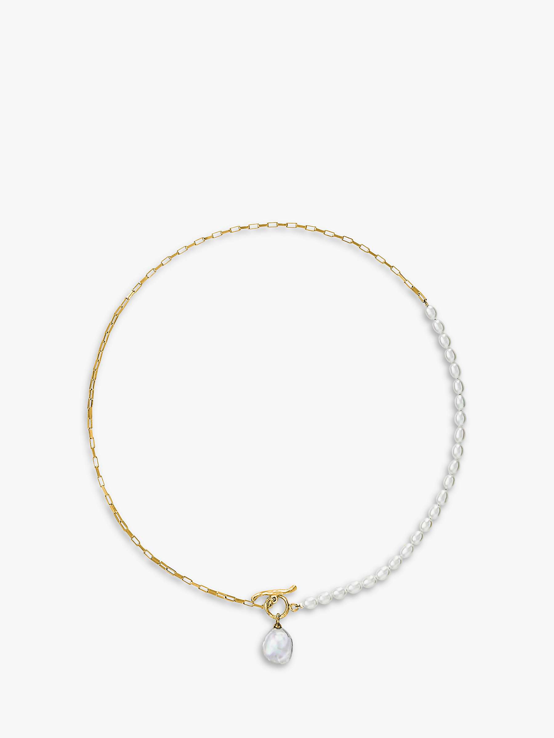 Buy Dower & Hall Keshi Pearl and Chain Necklace, Gold/White Online at johnlewis.com