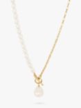 Dower & Hall Keshi Pearl and Chain Necklace, Gold/White