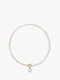 Dower & Hall Keshi Pearl and Chain Necklace, Gold/White