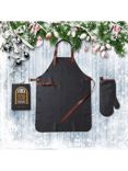 DeliVita BBQ Christmas Gifting Leather Apron, Glove & Cookbook Set