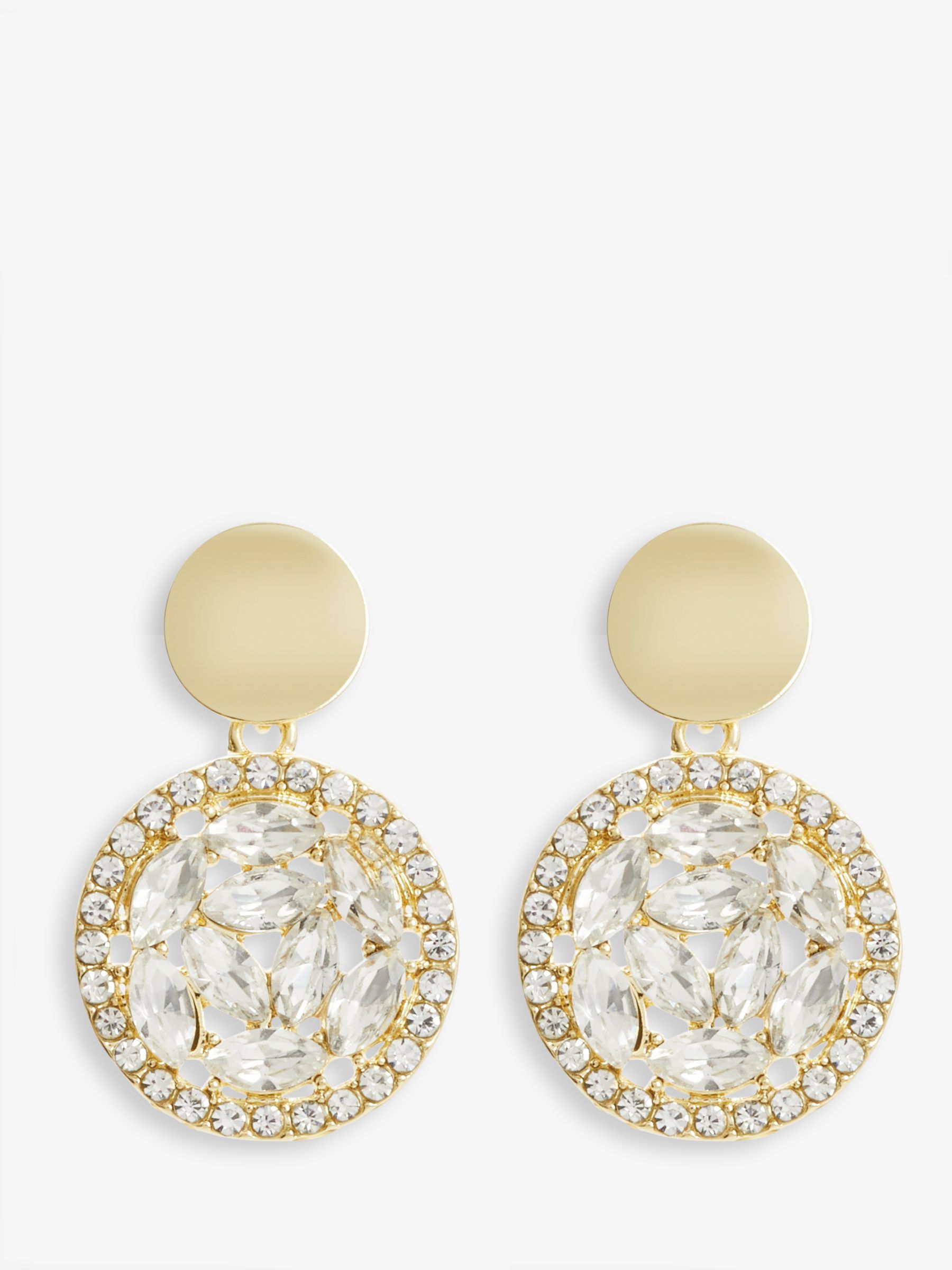 John Lewis Bridal Glass Crystal Drop Earrings, Gold/Clear