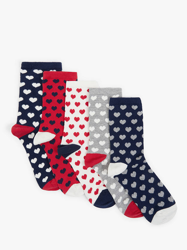 johnlewis.com | Heart Cotton Rich Ankle Socks, Pack of 5, Multi