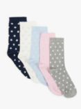 John Lewis Spot Lurex Cotton Rich Ankle Socks, Pack of 5, Multi