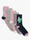John Lewis Plain, Geometric & Butterfly Cotton Rich Ankle Socks, Pack of 5, Multi