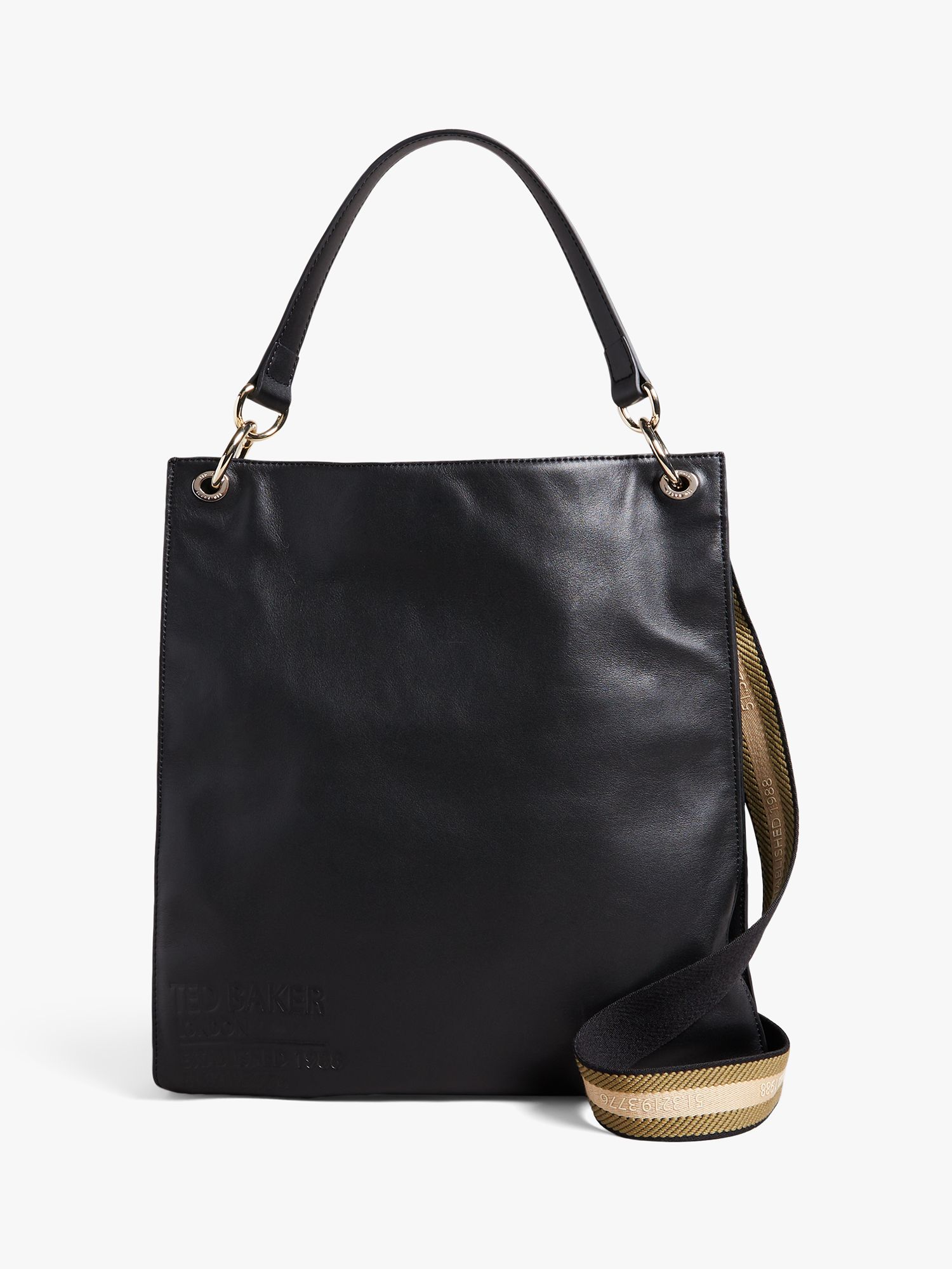 Ted Baker Darcita Leather Double Strap Tote Bag, Black at John Lewis ...