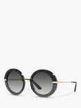 Dolce & Gabbana DG4393 Women's Round Sunglasses, Polished Black/Grey Gradient