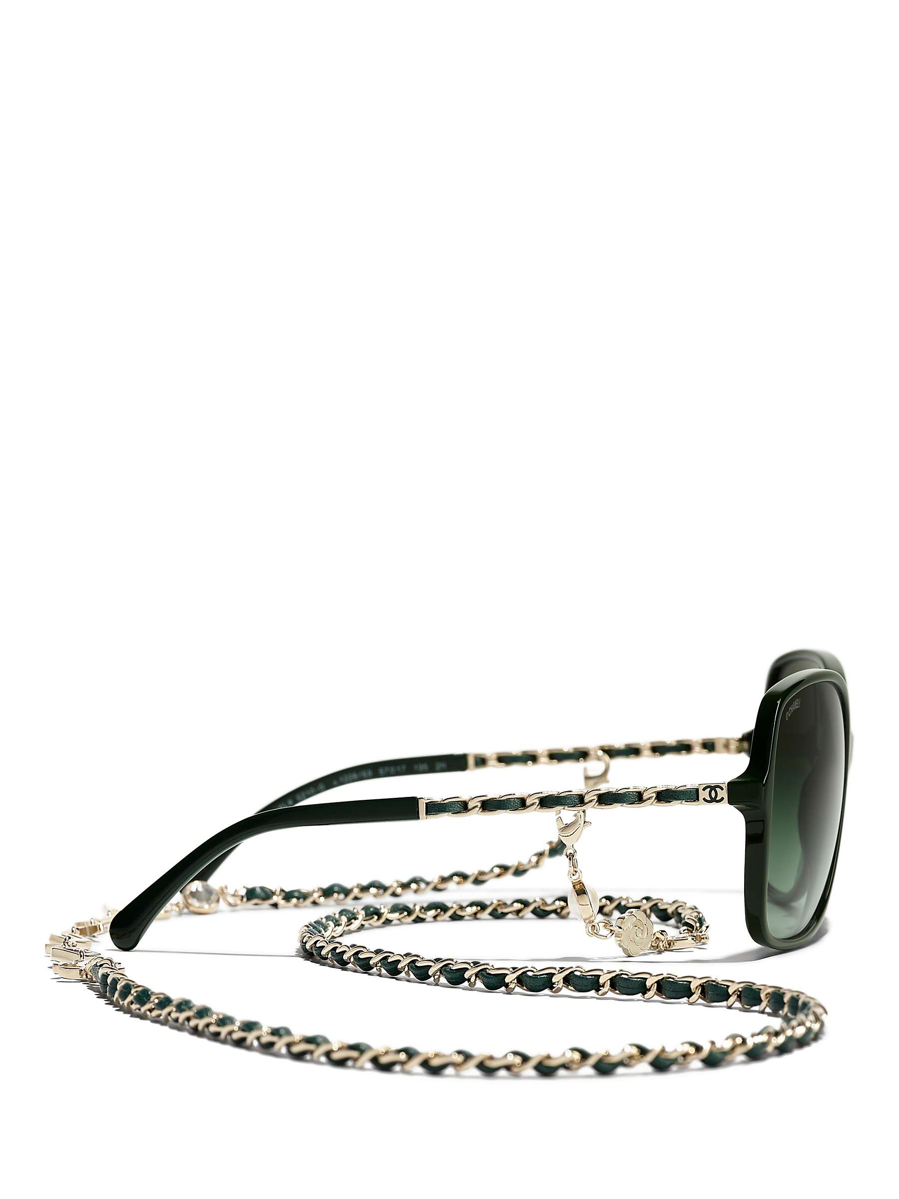 Buy CHANEL Square Sunglasses CH5210Q Green Online at johnlewis.com