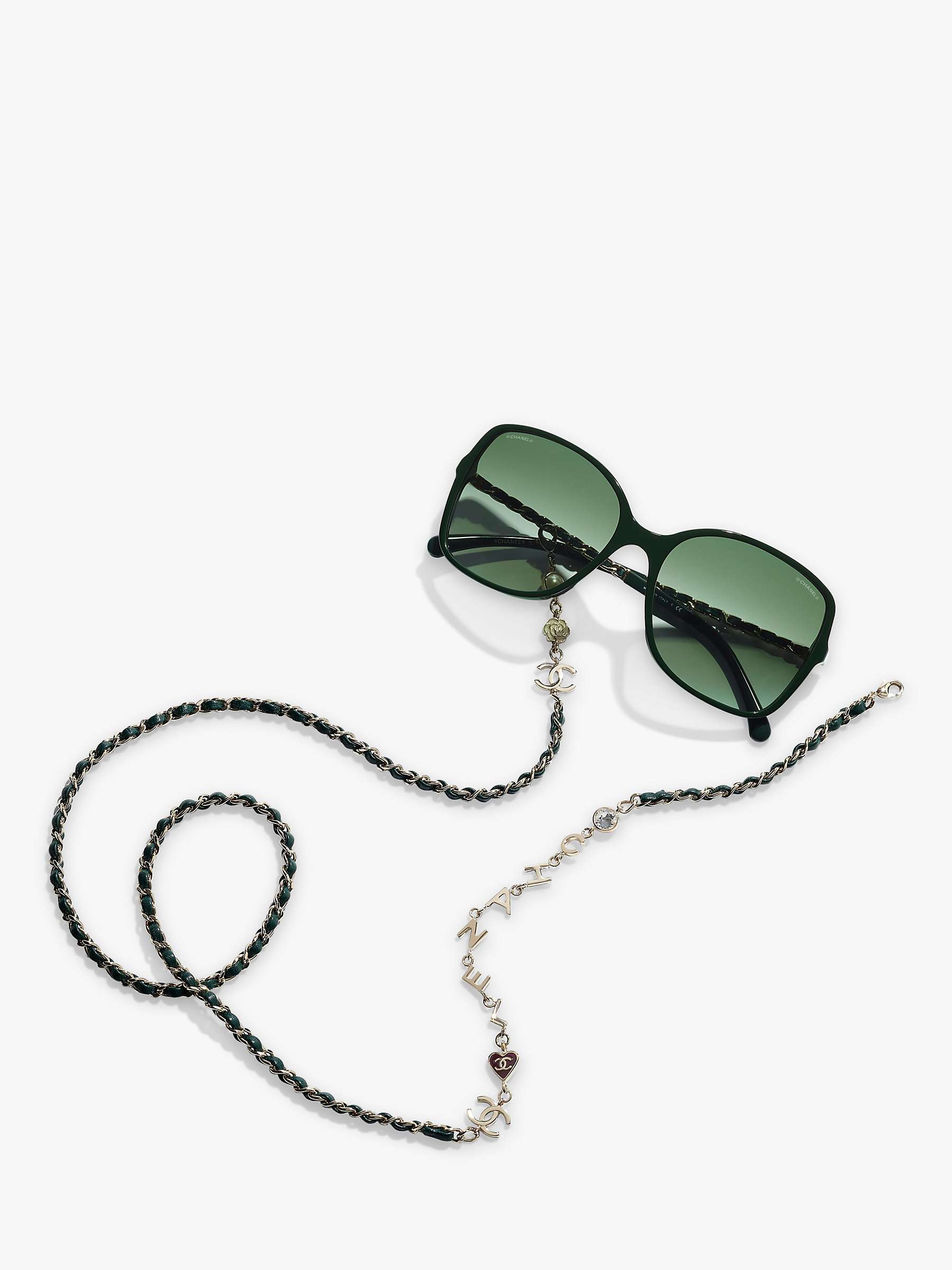 Buy CHANEL Square Sunglasses CH5210Q Green Online at johnlewis.com