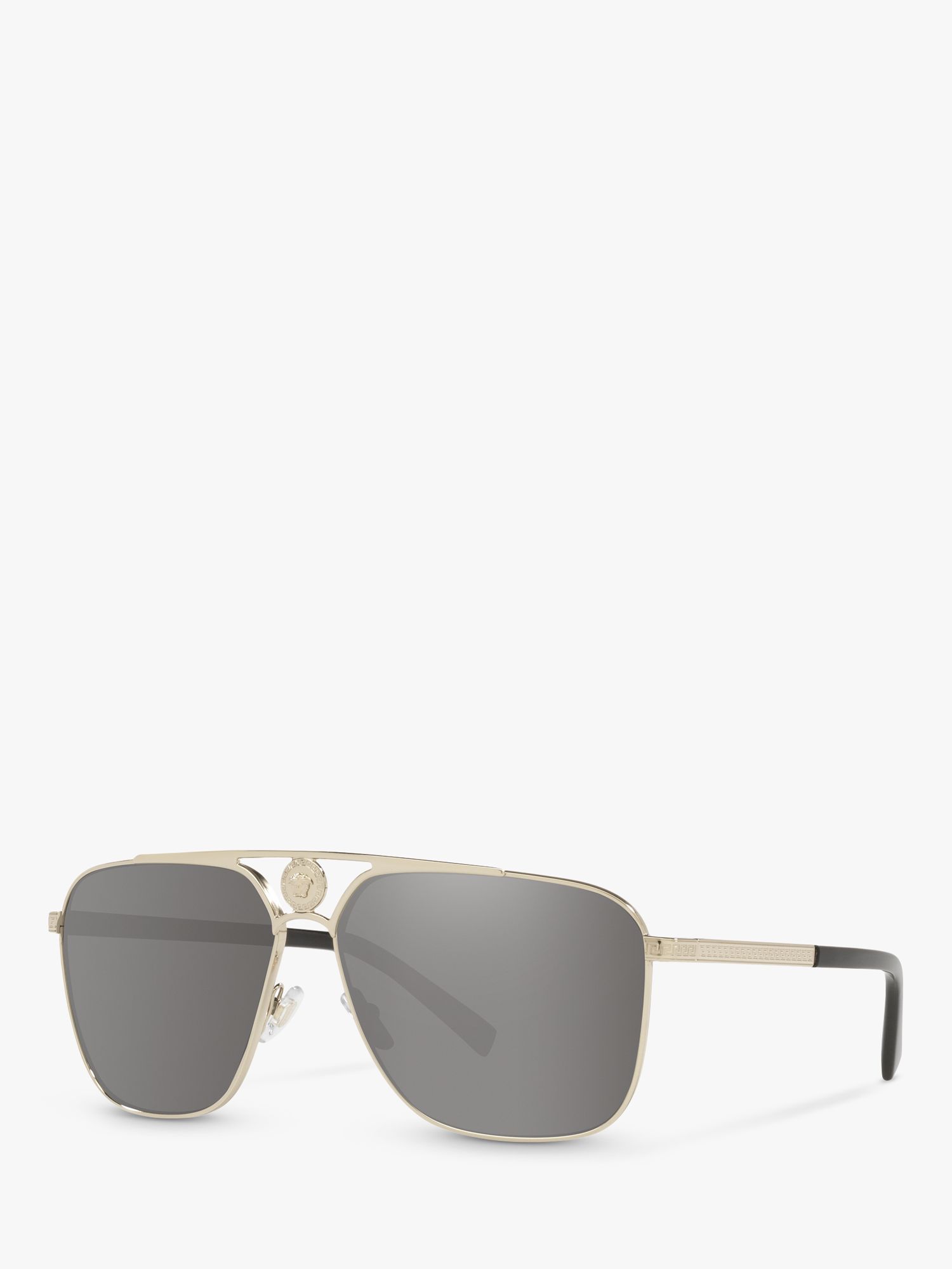 Versace VE2238 Men's Rectangular Sunglasses, Pale Gold/Mirror Grey at ...