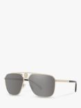 Versace VE2238 Men's Rectangular Sunglasses, Pale Gold/Mirror Grey