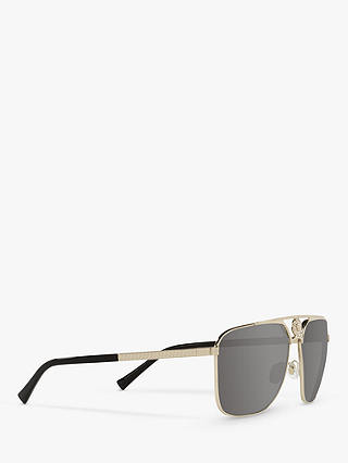 Versace VE2238 Men's Rectangular Sunglasses, Pale Gold/Mirror Grey