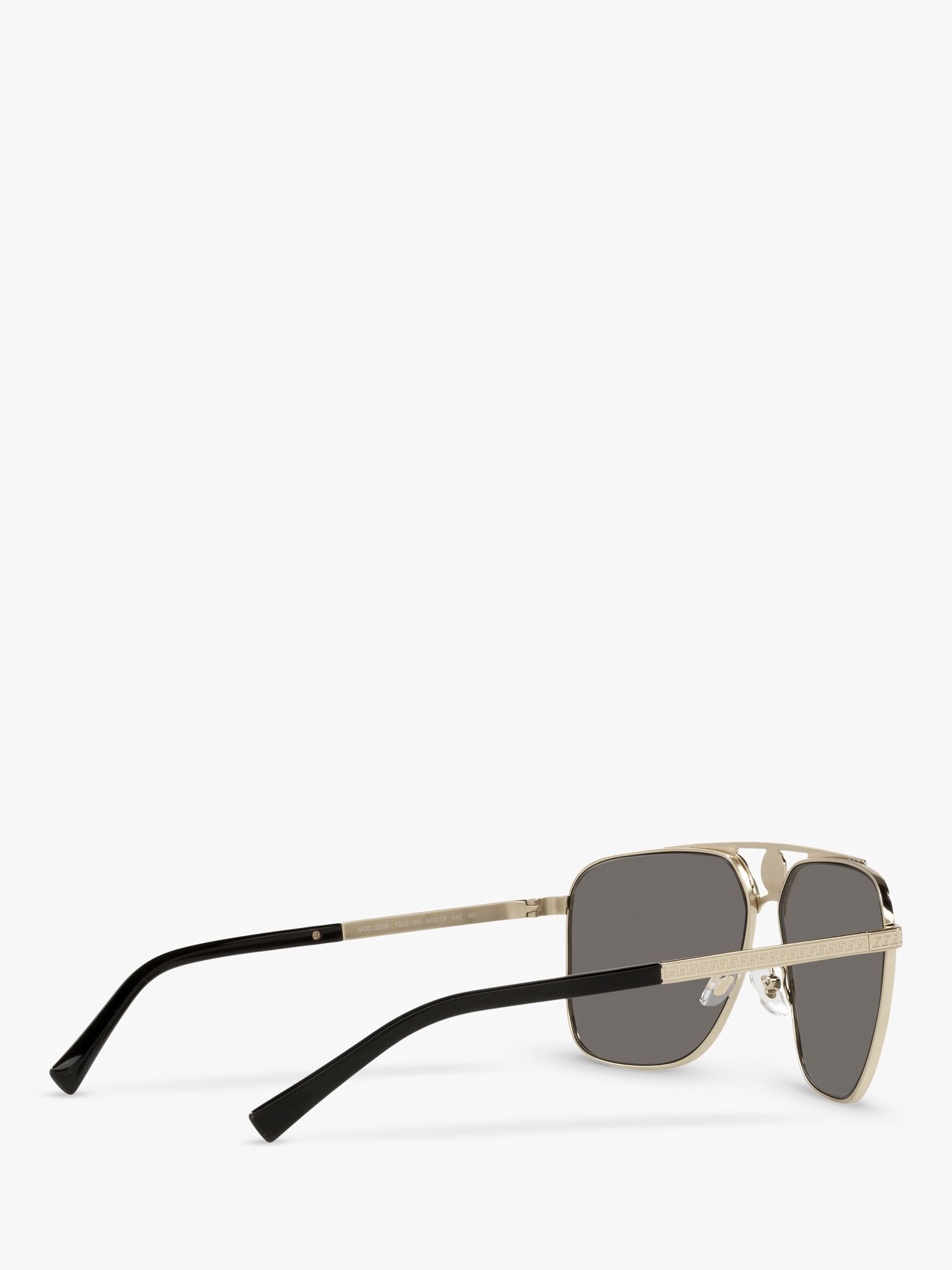 Versace VE2238 Men's Rectangular Sunglasses, Pale Gold/Mirror Grey at ...